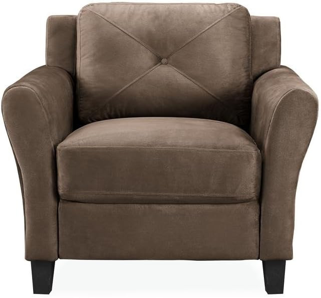Studio Living Harrington 35.4" Arm Chair, Transitional Modern, Pocket Coil Comfort, Easy Assembly, Microfiber Fabric, Brown | Amazon (US)