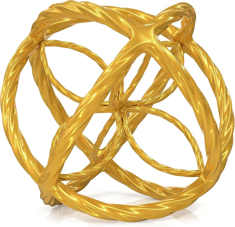 Metal Decorative Sphere for Home Decor - Trendy Gold, Hand Painted, Modern Decorative Balls for L... | Amazon (US)