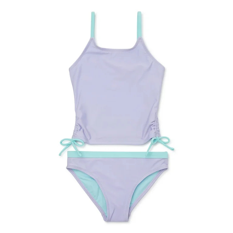 Wonder Nation Girls' Side Tie Tankini Swimsuit with UPF 50, 2-Piece, Sizes 4-18 & Plus | Walmart (US)