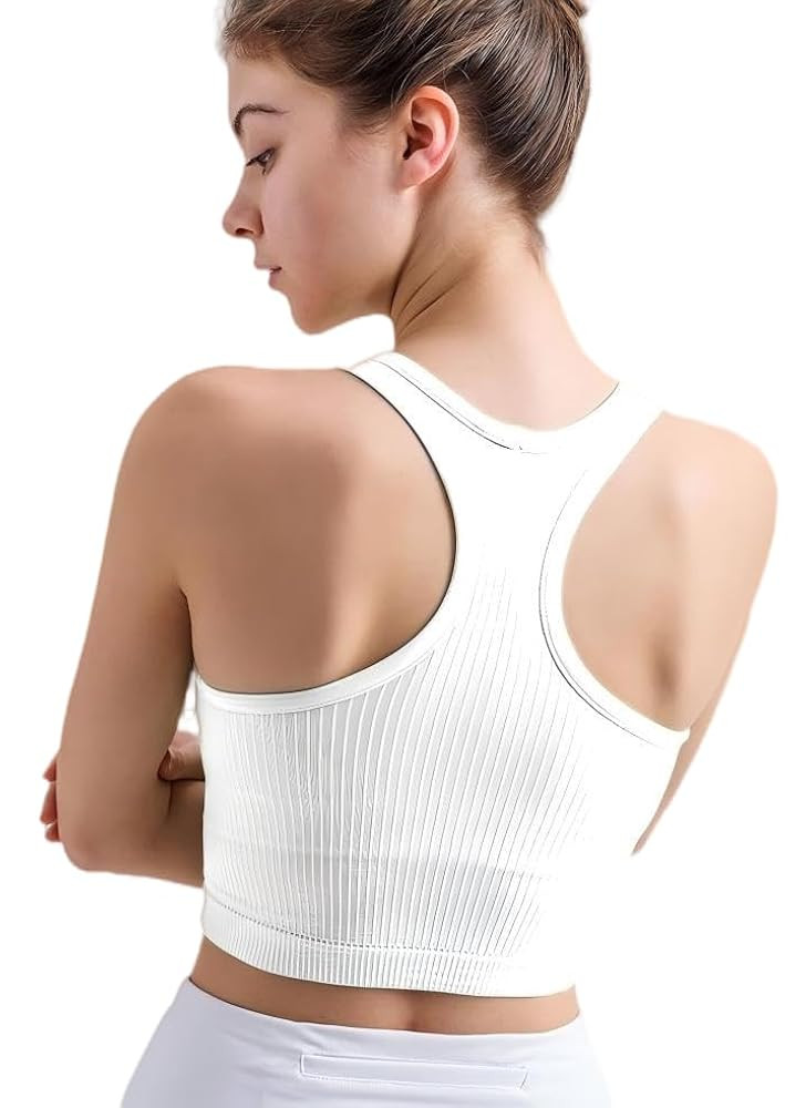 Women’s Ribbed Seamless Tank Top with Built-in Bra Yoga Racerback Tank Top Tight Fit | Amazon (US)