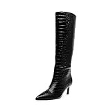 Steve Madden Women's Lavan Knee High Boot, Black Croco, 6.5 | Amazon (US)