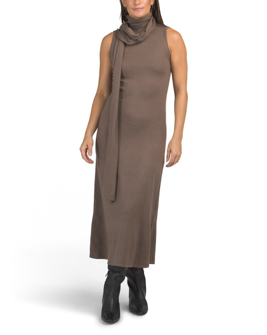 Knit Midi Dress With Scarf | Casual Dresses  | Marshalls | Marshalls