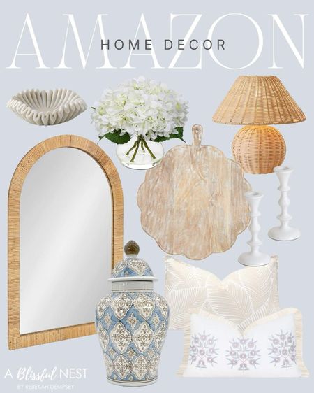 Amazon home decor finds! I love these pieces that include a arched, rattan mirror, basket, weave table, lamp, wood, cutting board, ginger, jar, faux hydrangeas, and ruffle bowl.


#LTKhome #LTKfindsunder100 #LTKfindsunder50