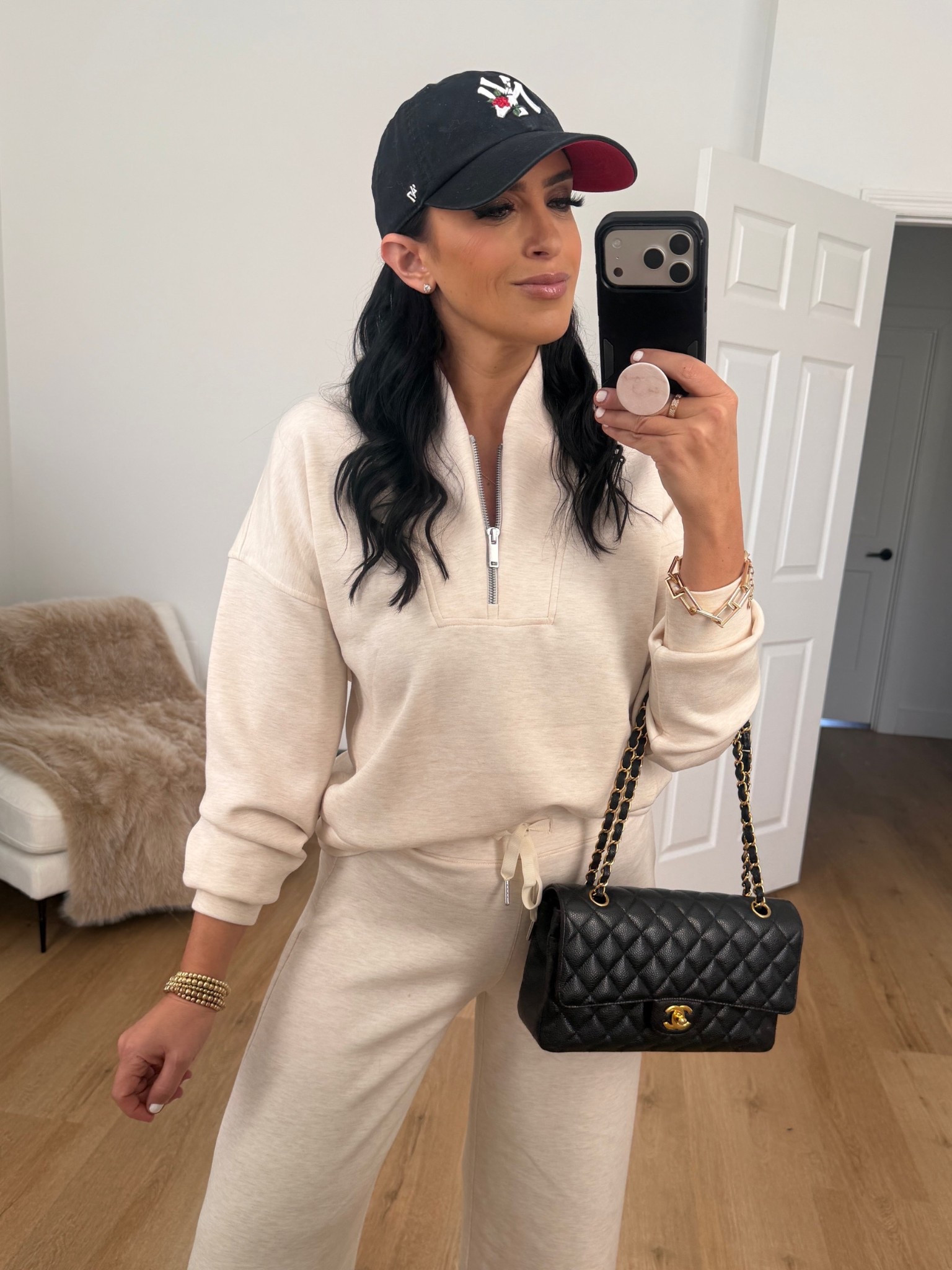 Spanx wide leg pant wearing size small. Spanx SPANX AirEssentials® Shawl Collar Half Zip wearing size small. 