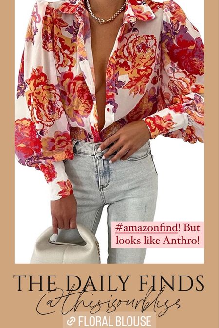 Anthro blouse dupe on Amazon! Floral blouse for spring and Summer under $50!

#LTKsalealert #LTKstyletip #LTKunder50