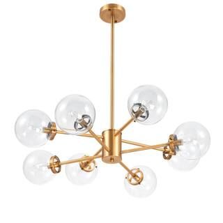 Merra 8-Light Antique Brass Sputnik Style Chandelier with Clear Glass Shades HCF-1730-00-BNHD-1 -... | The Home Depot