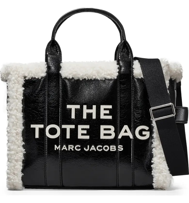 Small Traveler Faux Shearling Trim Tote | Nordstrom