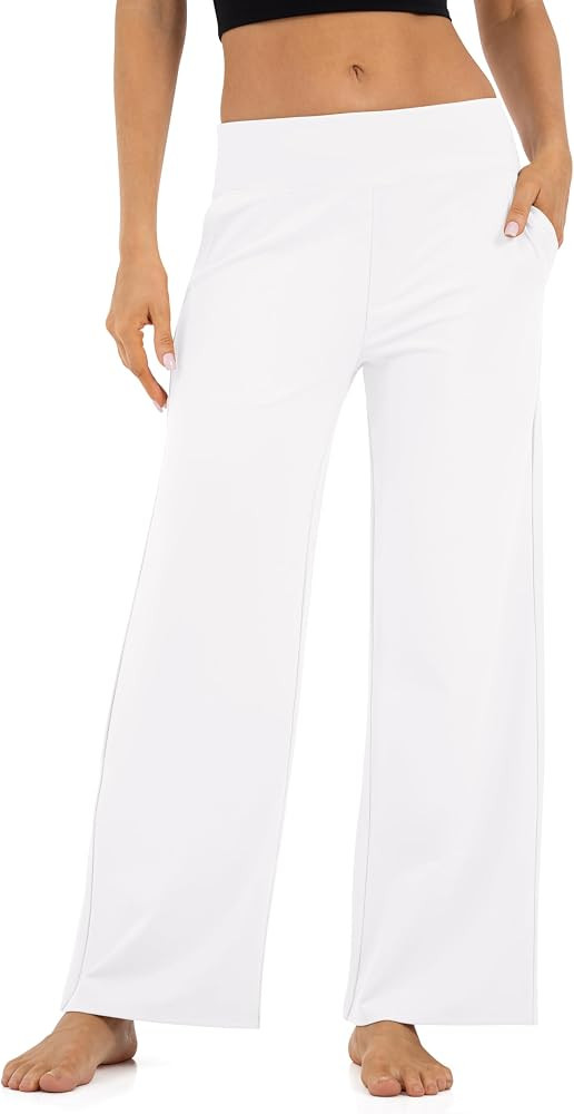 Wide Leg Pants for Women with Pockets High Waisted Yoga Pants Lounge Buttery Soft Dress Work Pala... | Amazon (US)