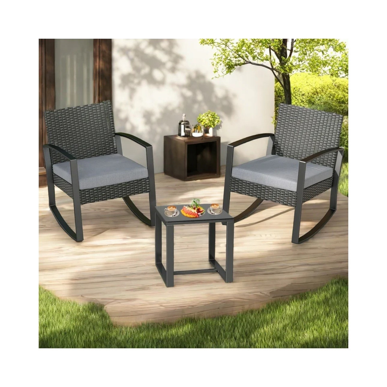 Save $148!!!! HUGE DEAL 💥 3 Pieces Outdoor Rocking Chairs Set with Glass Coffee Table 

#LTKSummerEdit #LTKSeasonal #LTKSaleAlert