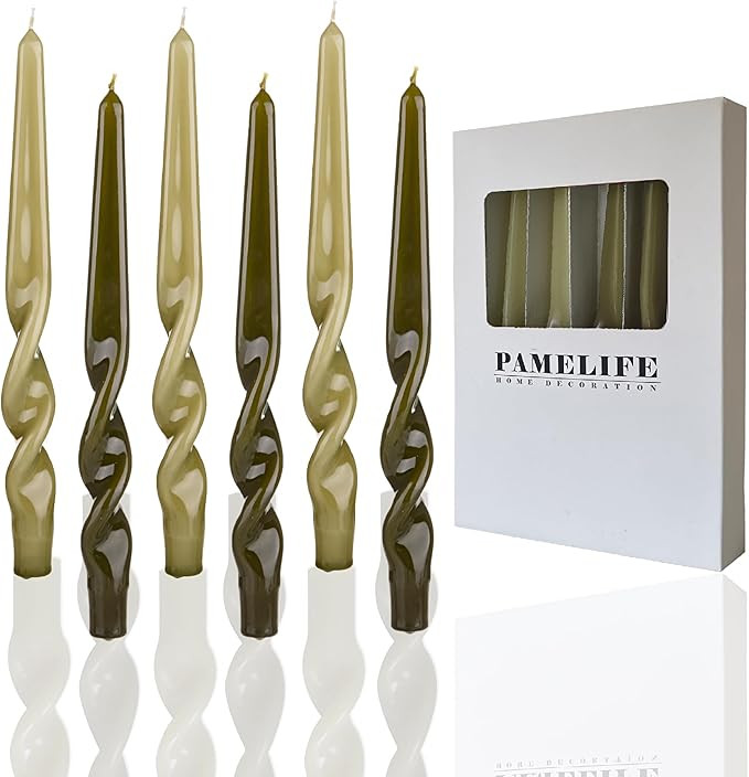 Spiral Taper Candles - Set of 6 Twisted Candle 9.5 Inch Tall for Home Decoration Holiday Wedding ... | Amazon (US)