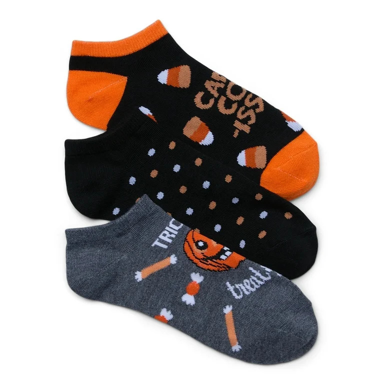 Women’s Halloween Trick or Treat No-Show Socks from Way to Celebrate, 3-Pack, Size 4-10 | Walmart (US)