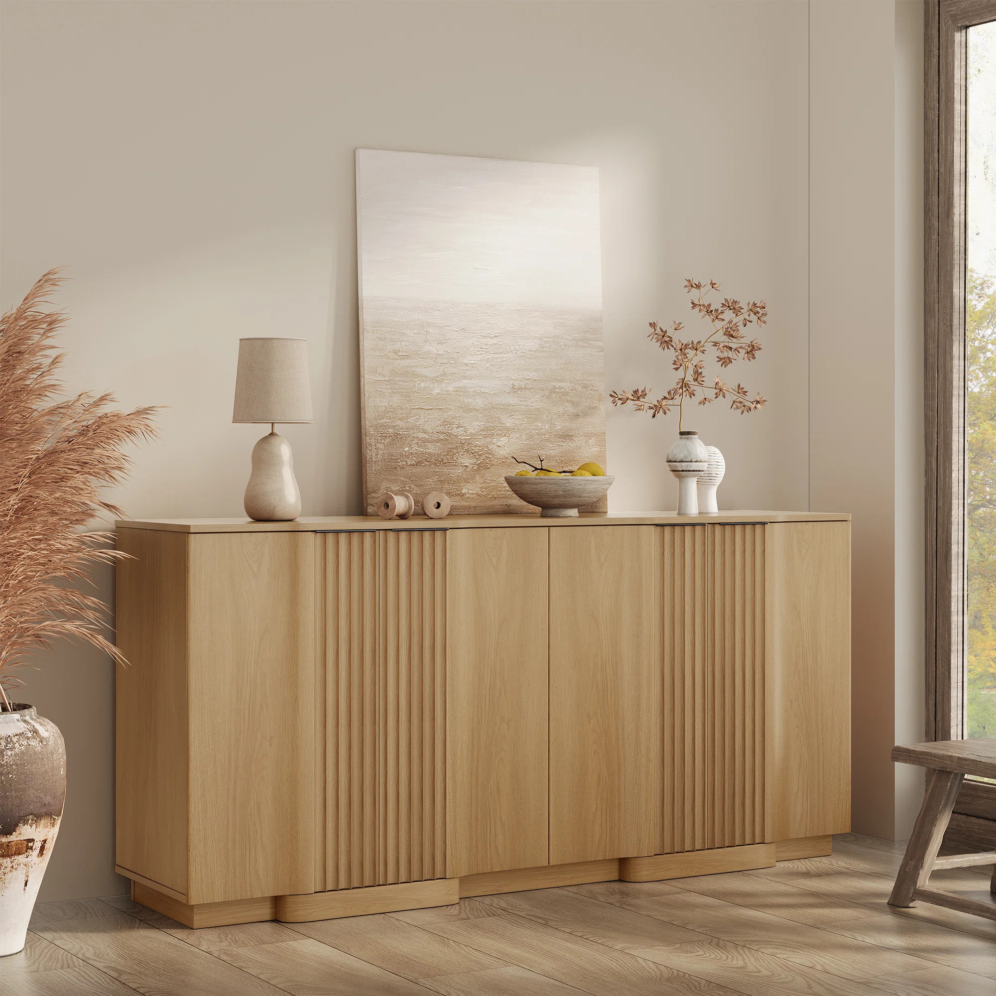 Designer Modern Minimalist Style 55'' Fluted Panel Sideboard | Wayfair North America