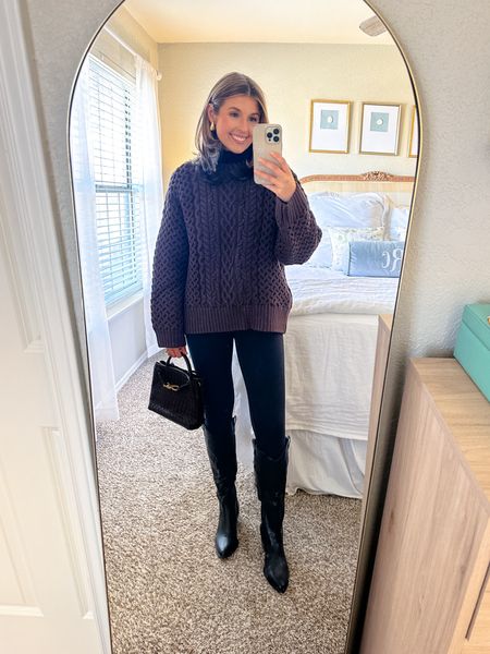Cute and warm outfit idea! Sized up to a S in sweater for an oversized fit!

Date night // winter outfit // black boots // cowgirl boots // 

#LTKstyletip #LTKSeasonal