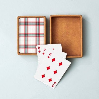 Holiday Plaid Playing Cards with Faux Leather Case - Hearth & Hand™ with Magnolia | Target