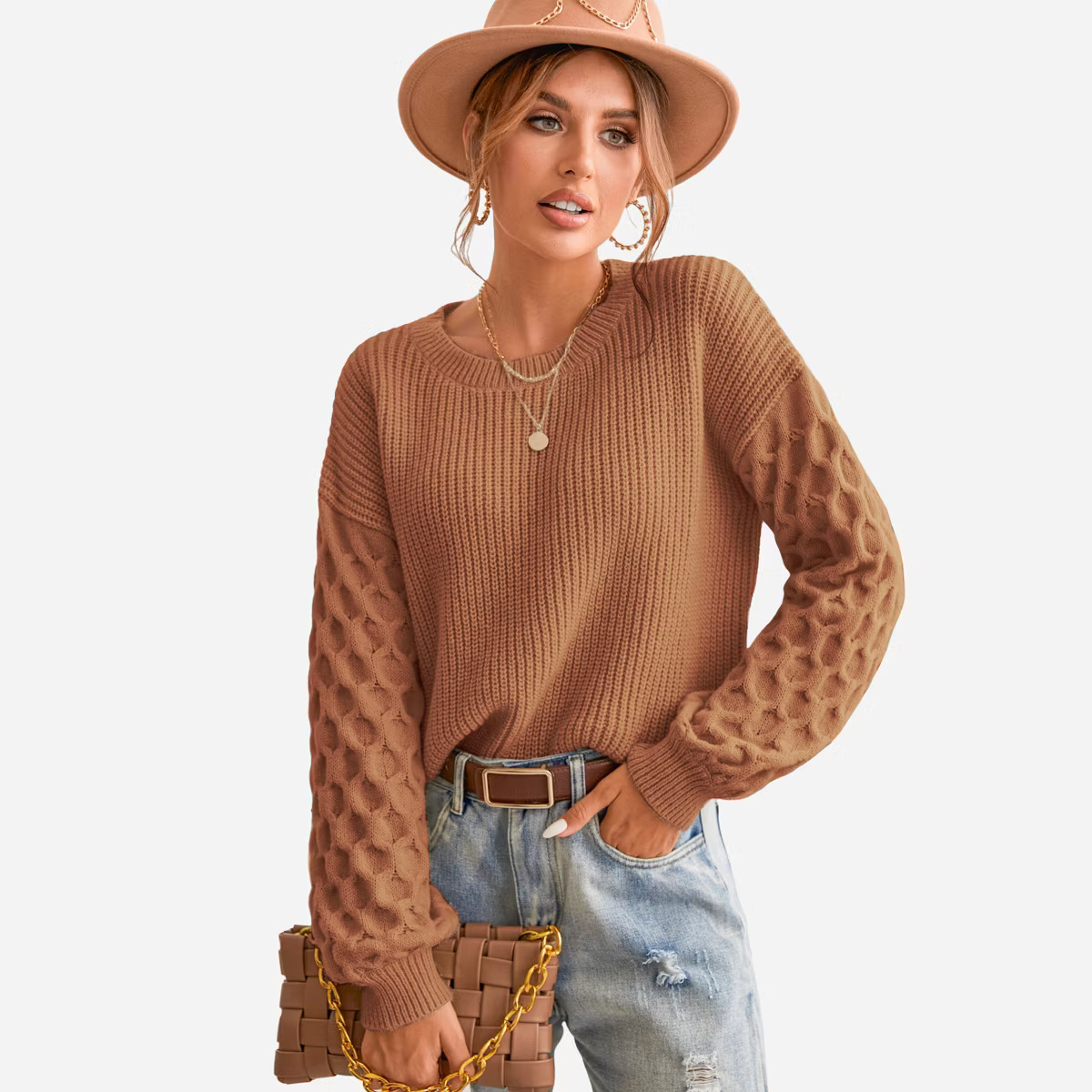 Women's Long Sleeve Honeycomb Knit Pullover Sweater - Cupshe | Target