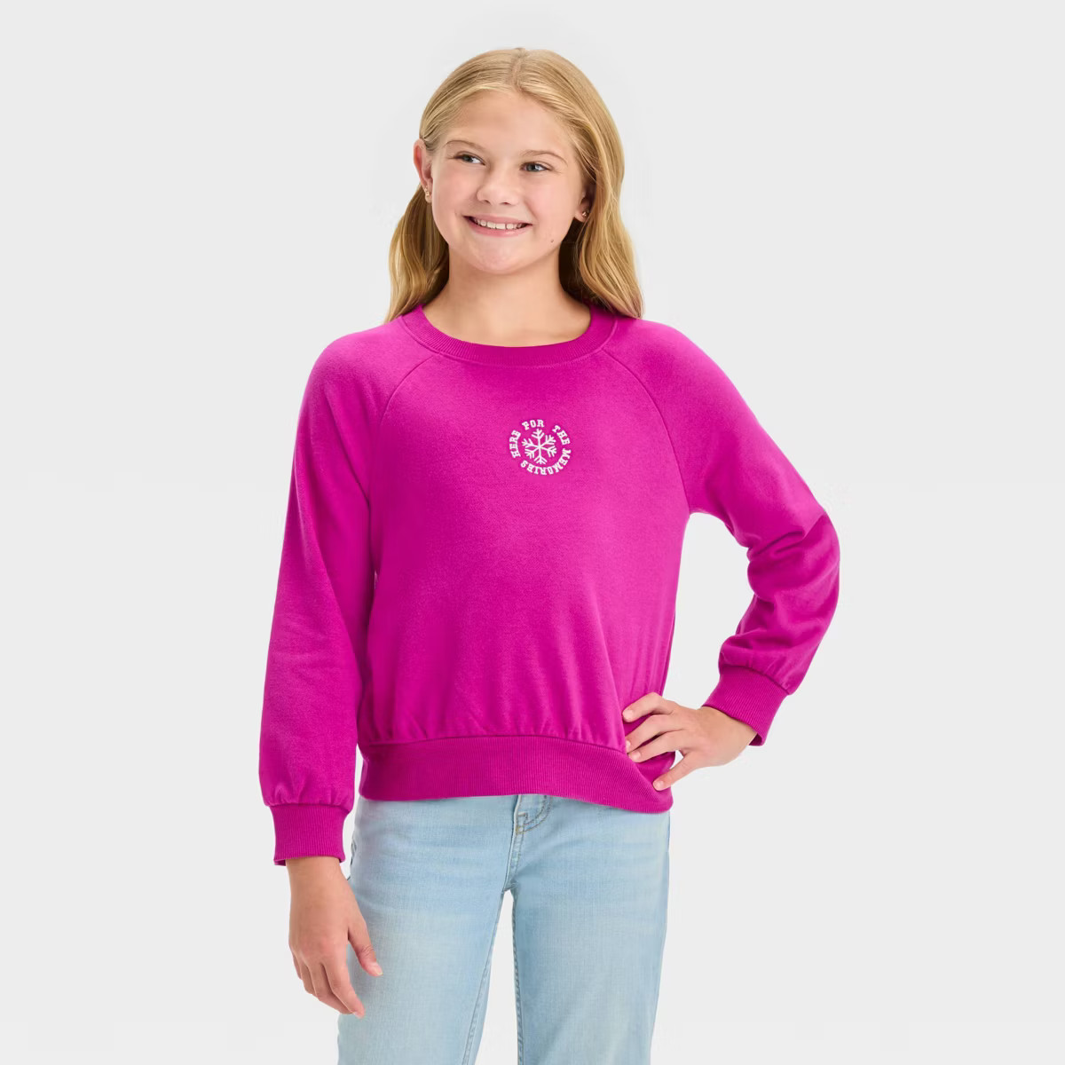 Girls' Crew Neck French Terry Pullover Sweatshirt - Cat & Jack™ | Target