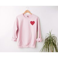 Heart Pocket Shirt - Valentines Sweatshirt Women, Cute Love Shirt, Minimalist Sweater, Day Positivity Self | Etsy (US)