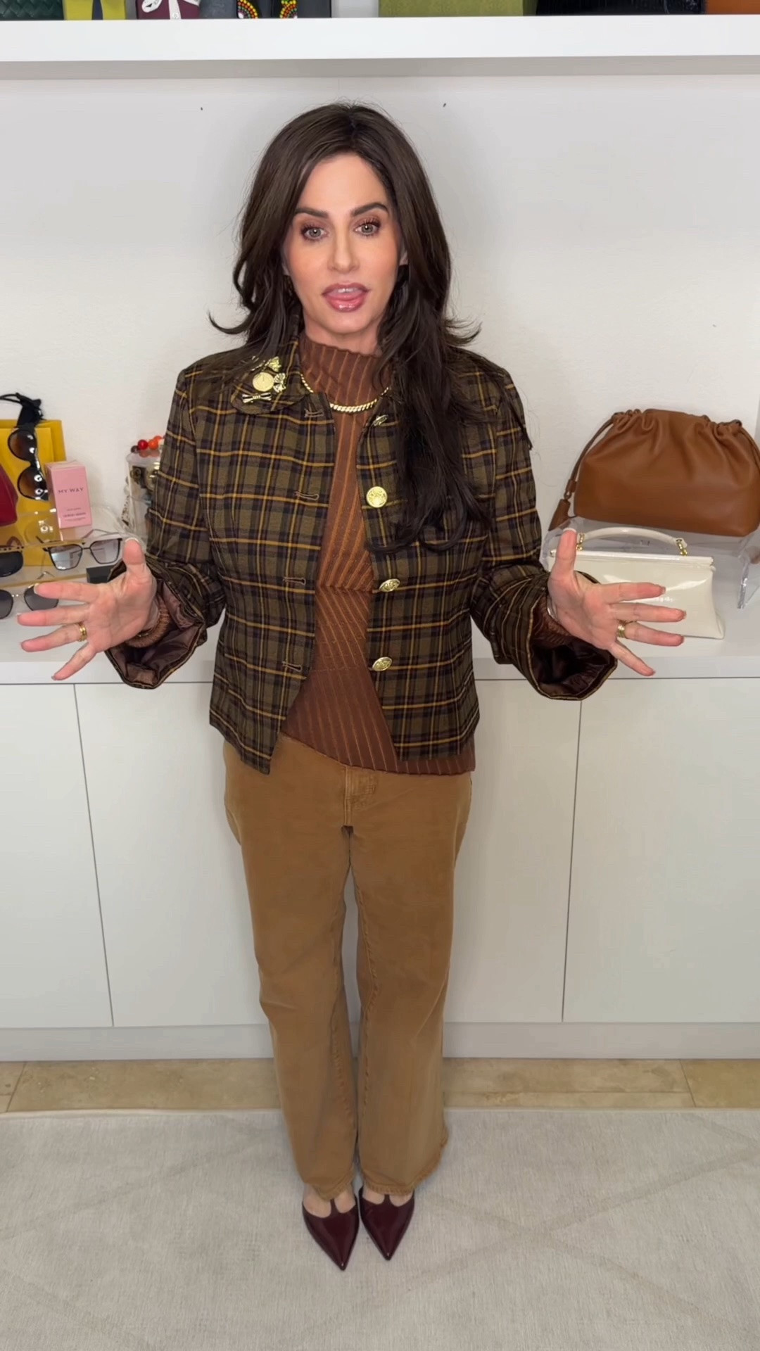 Love this look for fall. The ribbed top is not heavy ( but the way it is shaped ) it disguises the areas we may not want to show any bulges. Jeans 25p , jacket is plaid and  is adorned with all the brooches . I love the detailing the plaid and the colors . Wearing a sm @macys

#LTKOver40 #LTKPetite #LTKSeasonal