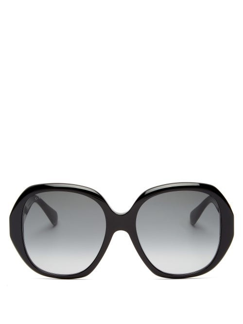 Gucci - Oversized Round Acetate Sunglasses - Womens - Black Grey | Matches (US)