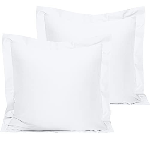 NTBAY Cotton 26x26 Euro Sham Covers - 500 Thread Count Egyptian Cotton Euro Pillow Covers, 2 Pack Super Soft and Breathable 26x26 Pillow Covers, Square Pillow Cases, White | Amazon (US)