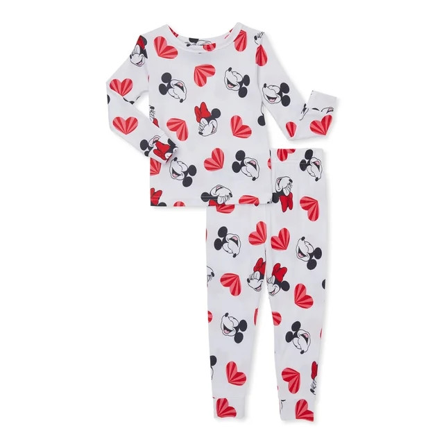 Mickey Mouse Toddler Unisex Valentine's Day Pajama Set, 2-Piece, Sizes 12M-5T | Walmart (US)