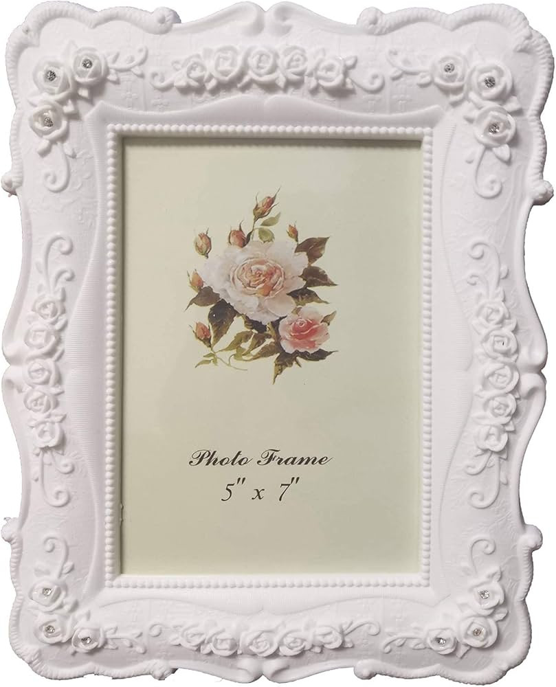 Amoyi Flower Photo Frame Ornate Textured Plastic Picture Frame with Easel and Hook for Tabletop w... | Amazon (US)