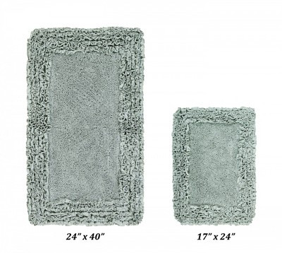 Better Trends Shaggy Border Bath Rug, 100% Cotton, 2 Piece Set (17" x 24" | 24" x 40"), Sage | Target