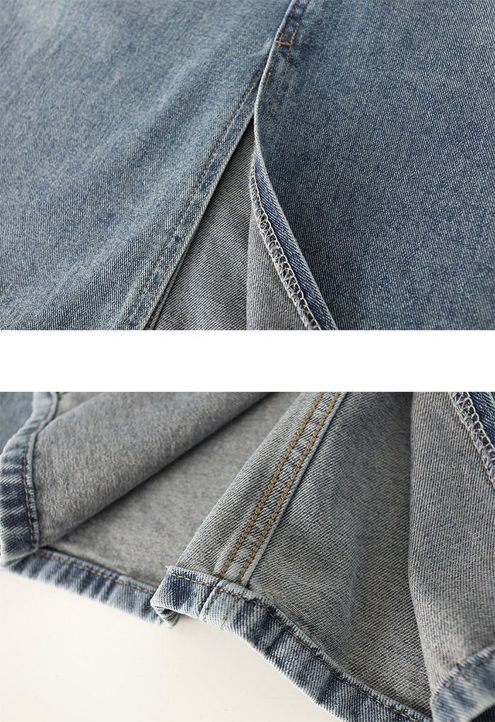 Buttoned Pockets Slit Denim Skirt | Chicwish