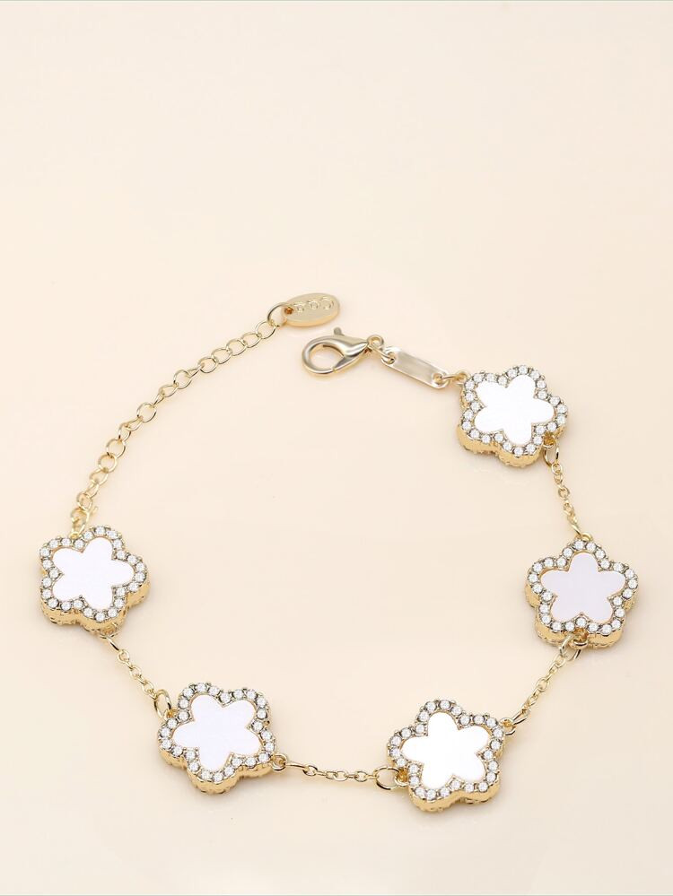 Rhinestone & Flower Decor Bracelet | SHEIN