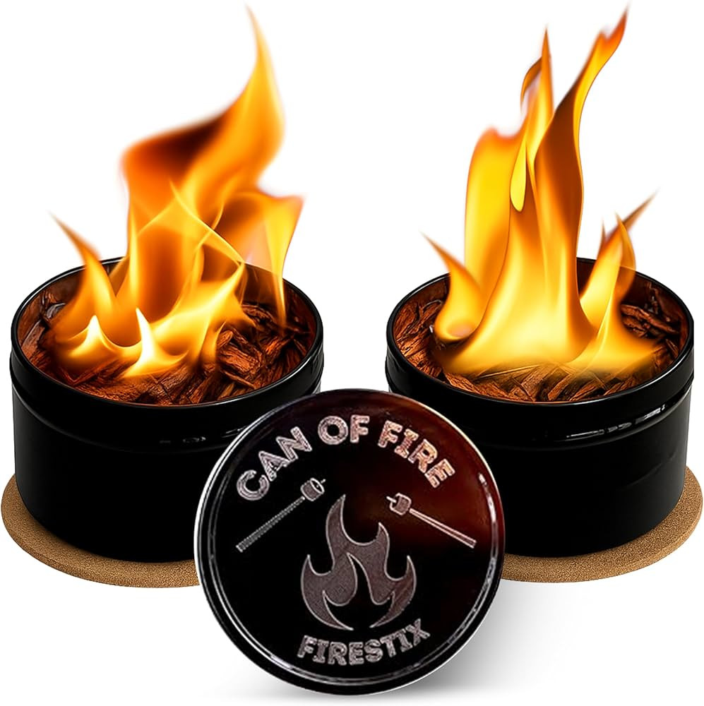 [2-Pack] Can of Fire Tabletop Mini Bonfires – 2–3 Hour Burn Time – Made from Recycled Wood ... | Amazon (US)