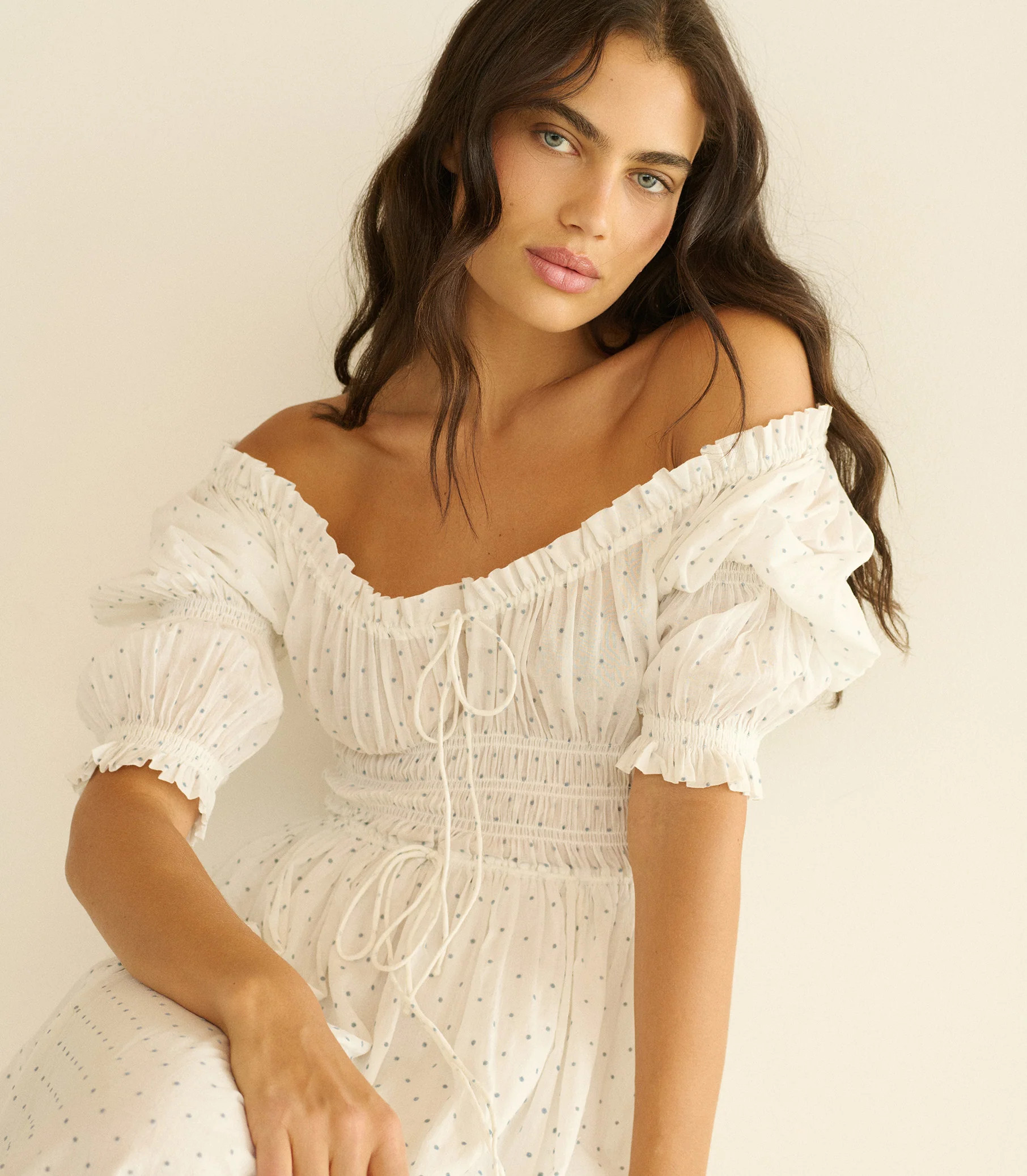 Ischia Dress - Salt Flock Dot | DÔEN | DOEN