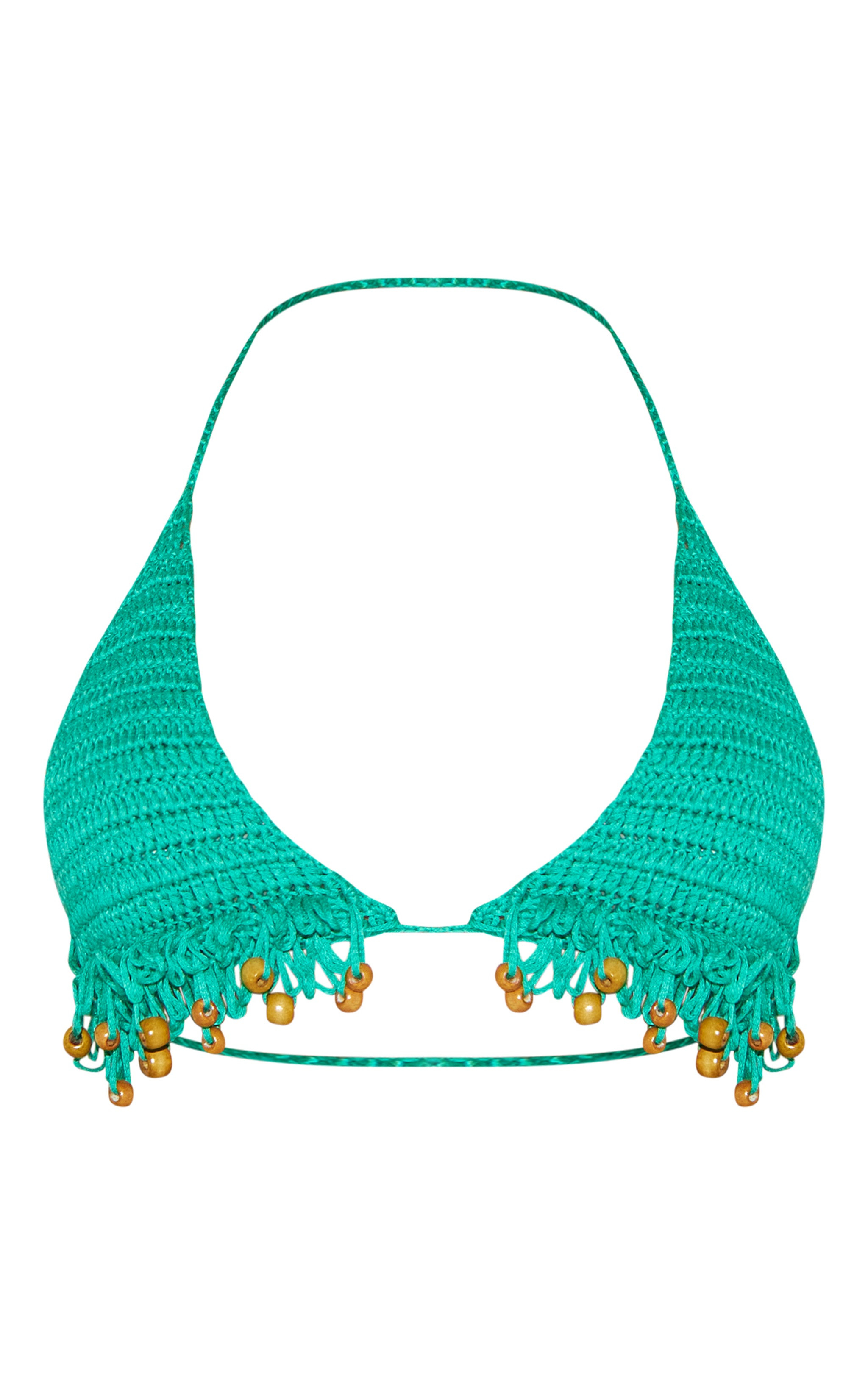 Green Crochet Beaded Top | PrettyLittleThing US