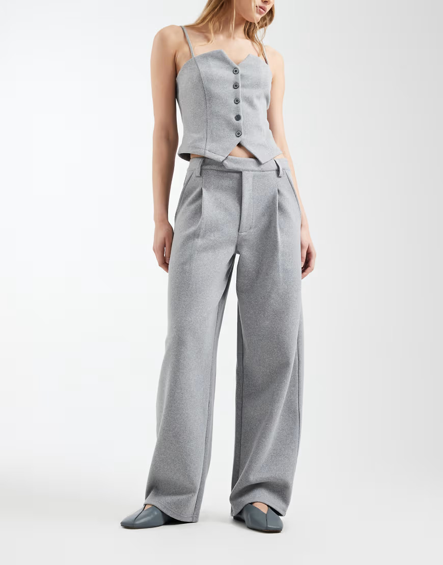 ASOS DESIGN brushed barrel leg tailored pants in gray | ASOS (Global)