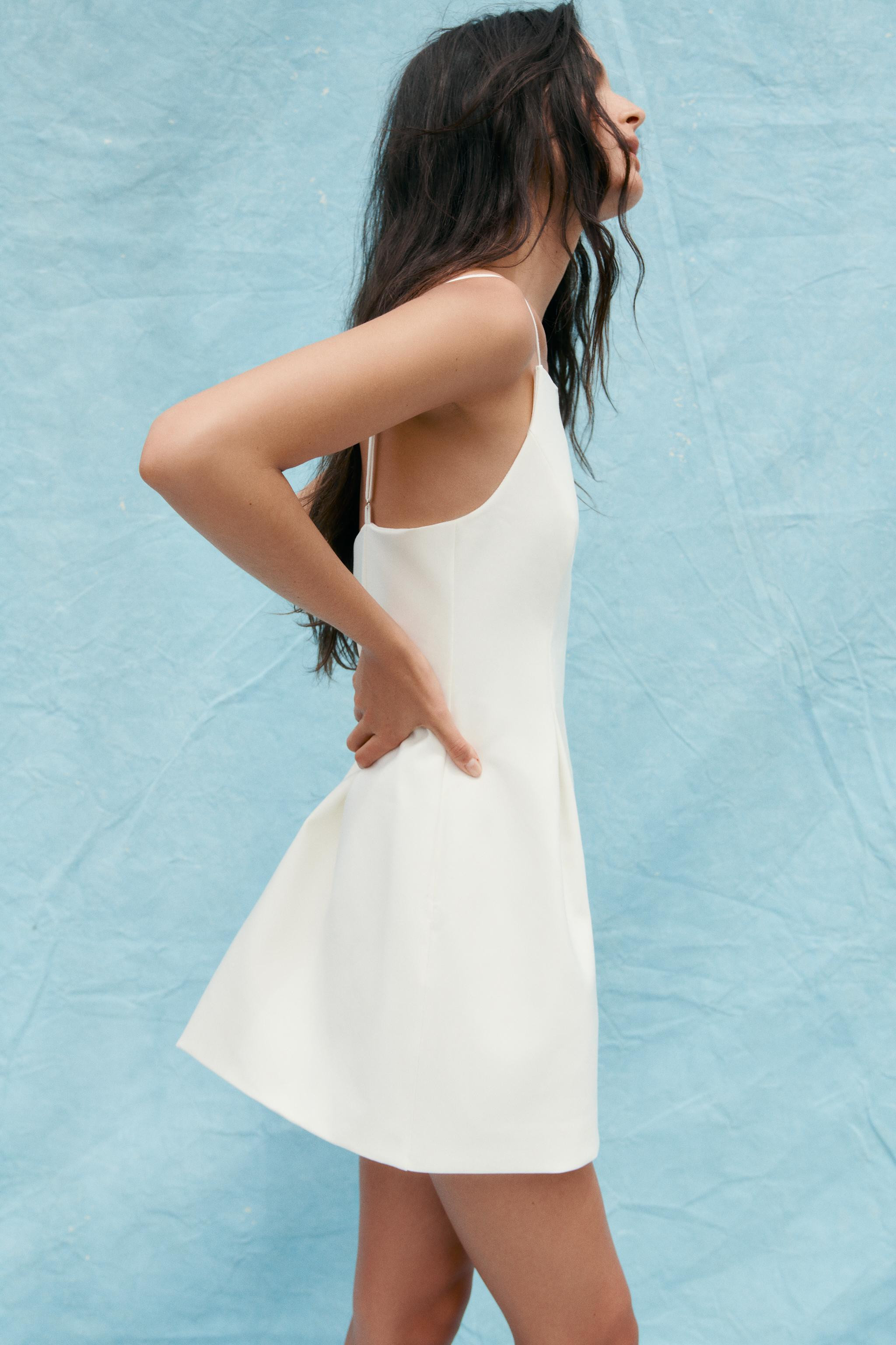 STRAPPY SHORT DRESS White Black | Zara US