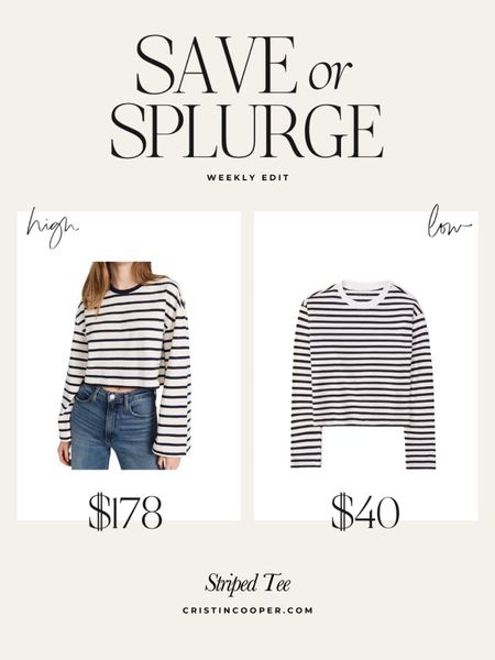 Save or Splurge - Long Sleeve Striped Tee

#stipes #savesplurge #dupe #lookforless #blackandwhite

#LTKunder50 #LTKstyletip #LTKSeasonal