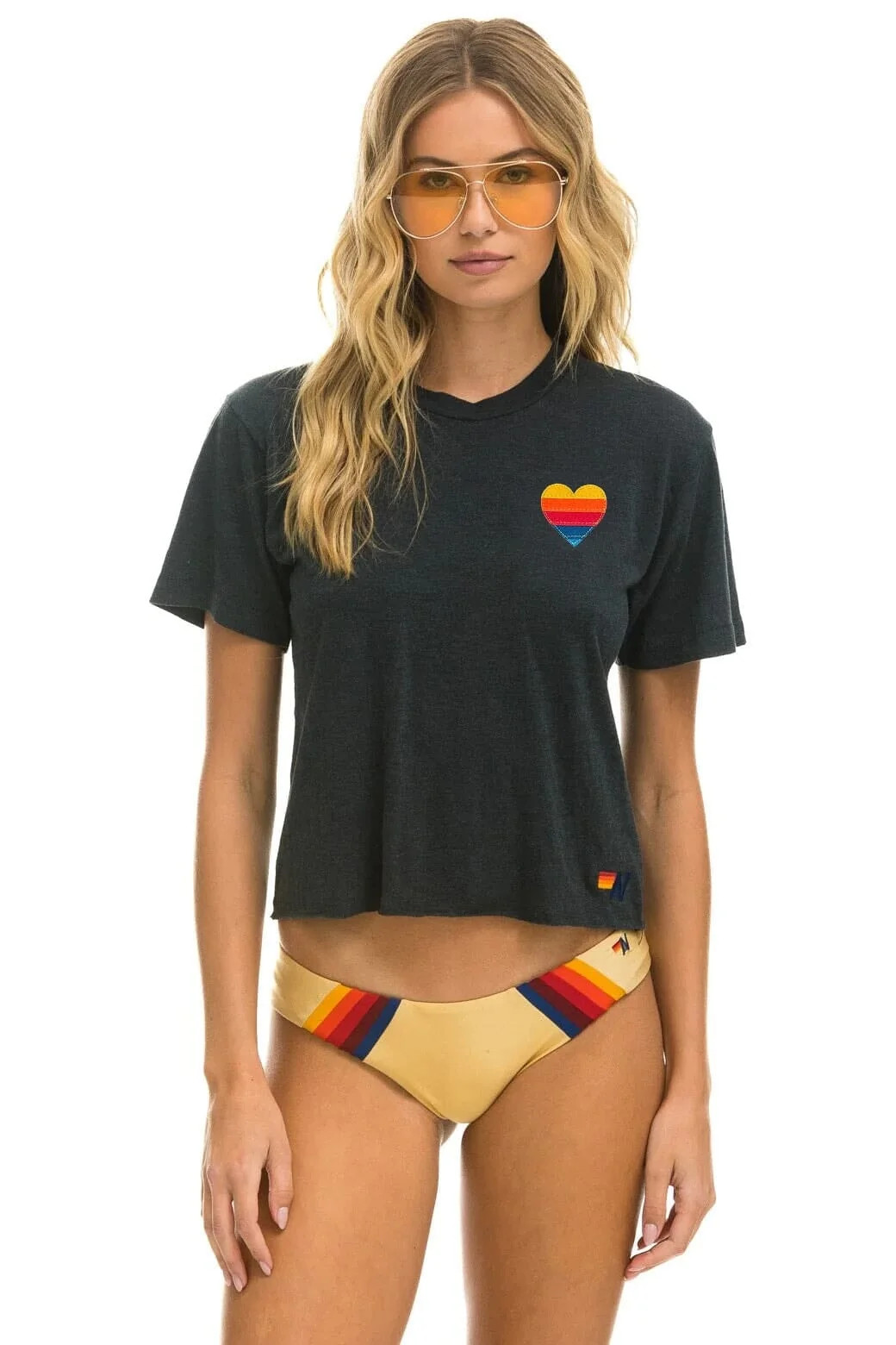 Heart Stitch 5 Boyfriend Tee Charcoal | Aviator Nation | Aviator Nation