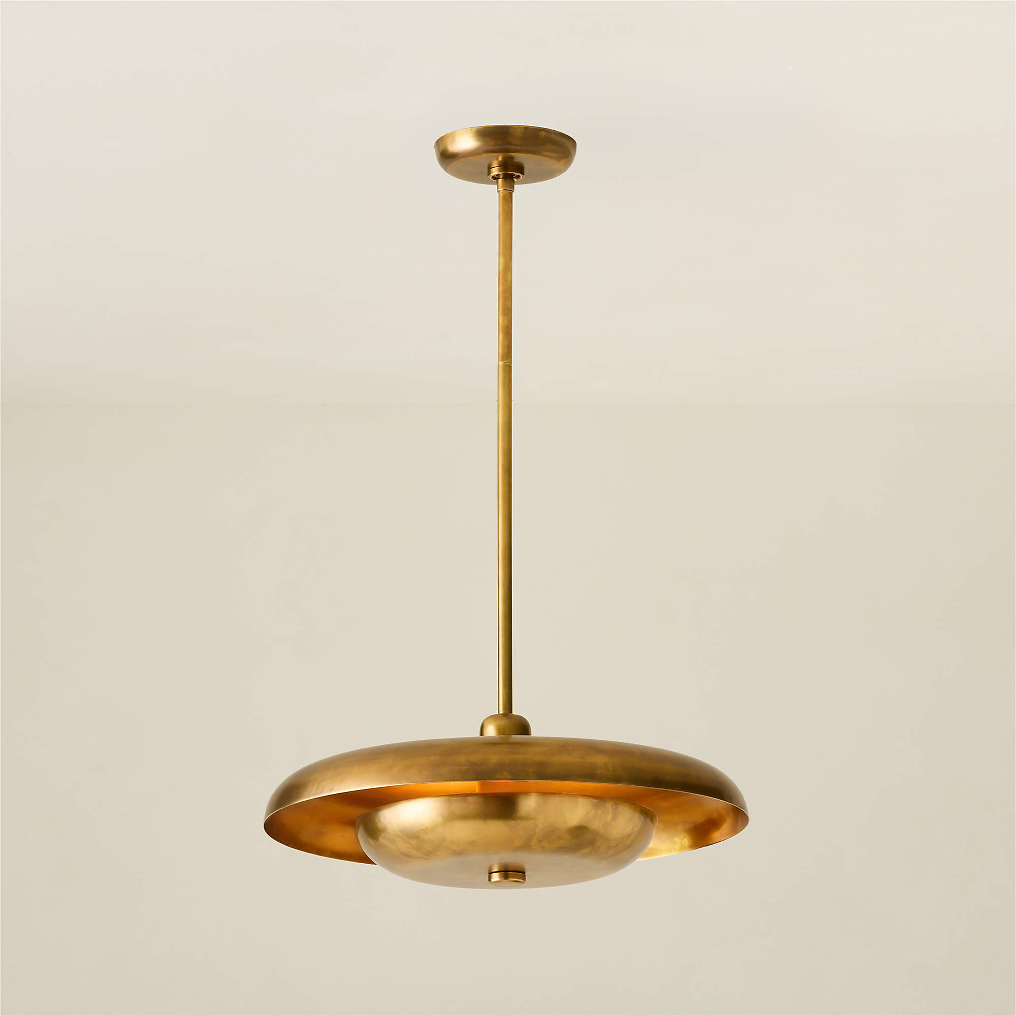 Tennant Aged Brass Pendant Light 16" + Reviews | CB2 | CB2