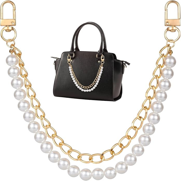 HINZIC Pearl Purse Chain Gold Handbag Straps Metal Shoulder Crossbody Bags Short Handle Replaceme... | Amazon (US)