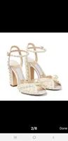 Summer Sacaria Dress Wedding Shoes Pearl Embellished Satin Platform Sandals Elegant Women White B... | DHGate