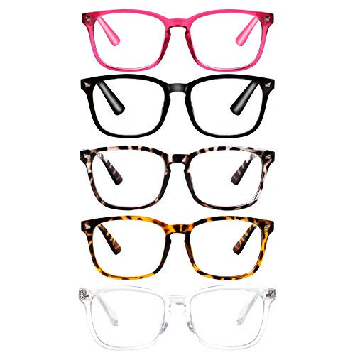 VIDEBLA 5-Pack Blue Light Blocking Reading Glasses Women Men,Computer Readers,Spring Hinge Anti Glare UV Ray Filter Eyeglasses(5 Mix Color, 0.00) | Amazon (US)