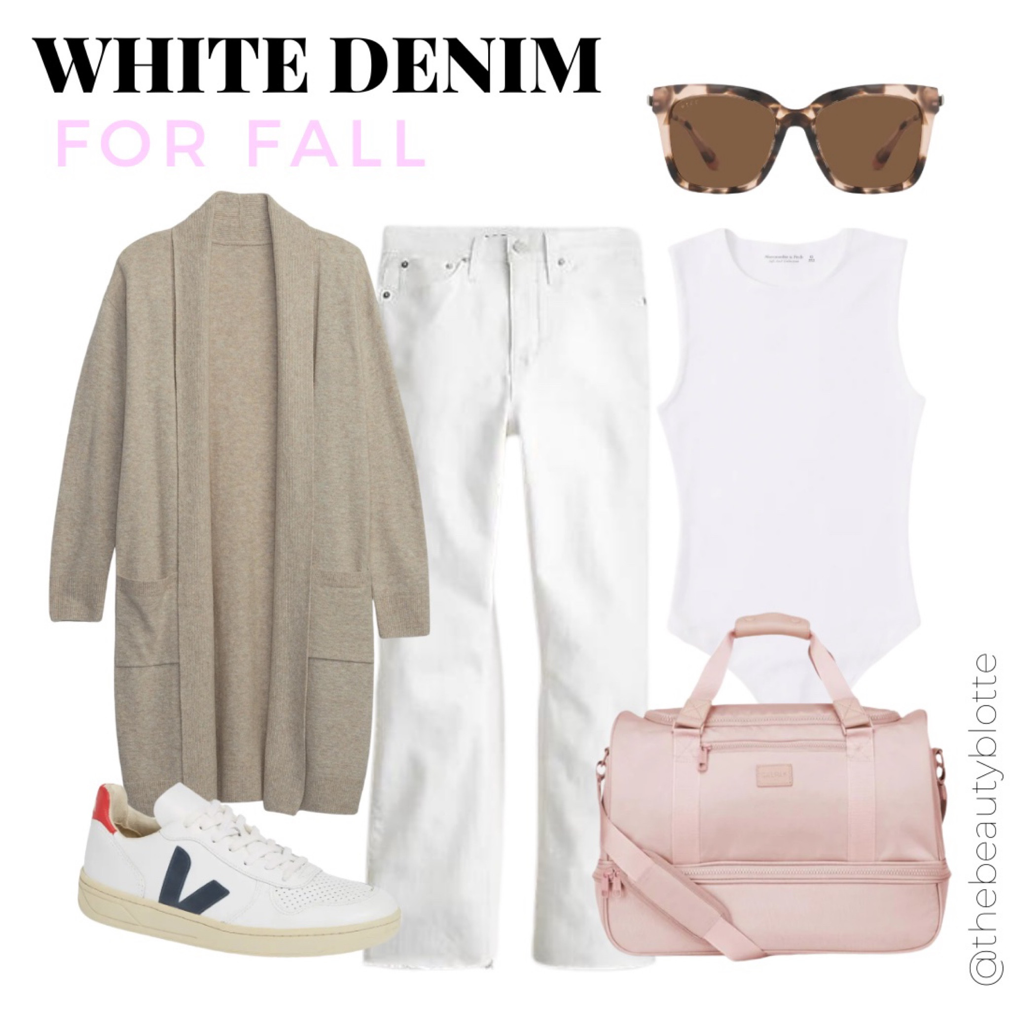 White denim for Fall.
Duster
Overnight bag
Bodysuit
Sneakers
Veja


#LTKsalealert #LTKstyletip #LTKSeasonal