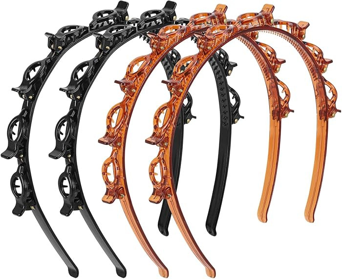 acDesign 4 Pcs Headband with Clips, Professional Weave Bangs Hairstyle Hairpin Headband, Clip Hea... | Amazon (US)