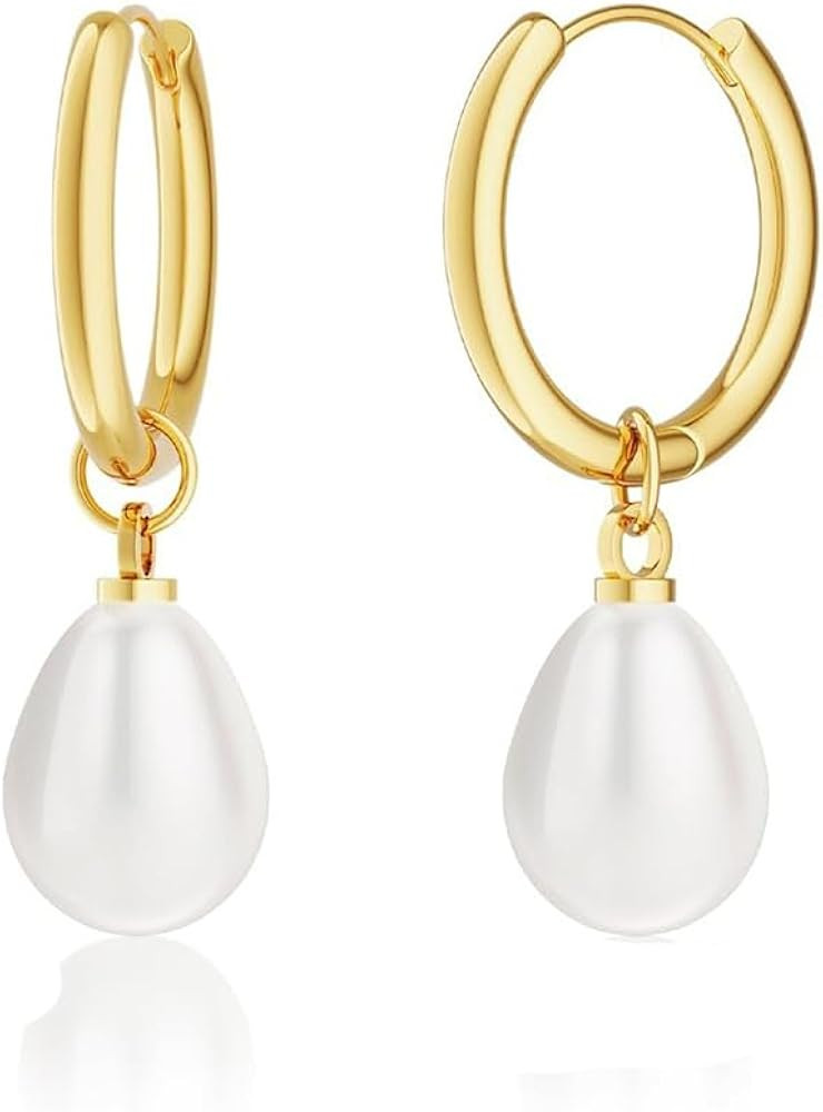 Gold Hoop Dangle Earrings for Women Trendy Gold Huggie Earrings with Charms 14K Gold Plated Stain... | Amazon (CA)