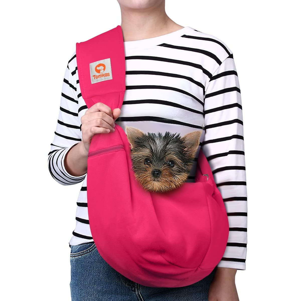 TOMKAS Dog Sling Carrier for Small Dogs Puppy Carrier for Small Dogs (Rose red, Adjustable Strap ... | Amazon (US)