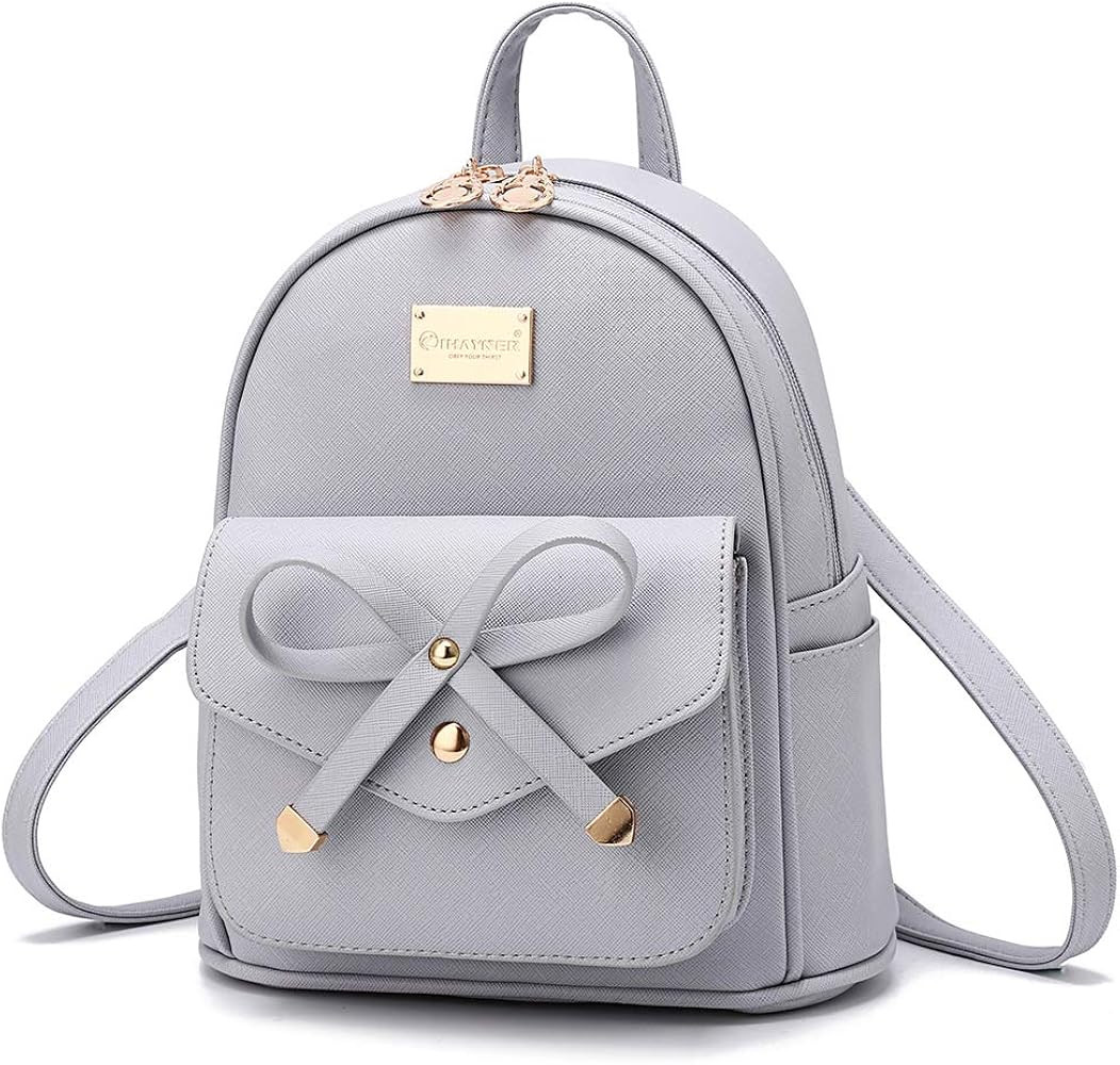 Girls Bowknot Cute Leather Backpack Mini Backpack Purse for Women | Amazon (US)