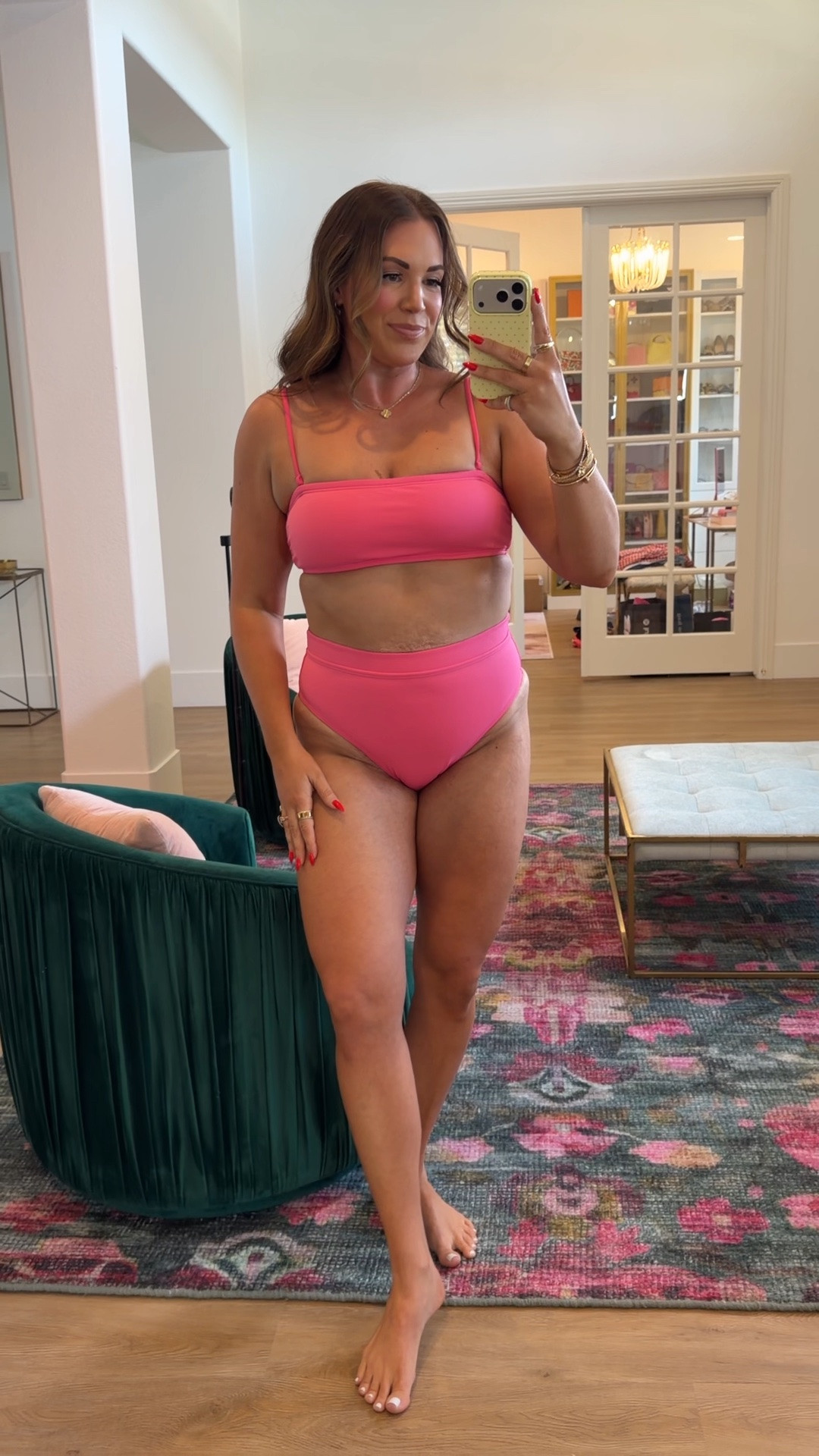 curvy midsize pink bikini swim look! wearing size large in top and bottom. straps are removable! 🩷 @Spanx

#LTKSeasonal #LTKMidsize #LTKSwim