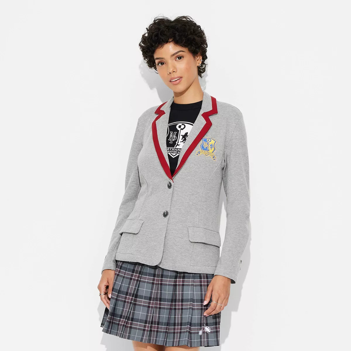 Women's Target Exclusive Beetlejuice Astrid Graphic Blazer - Heather Gray | Target