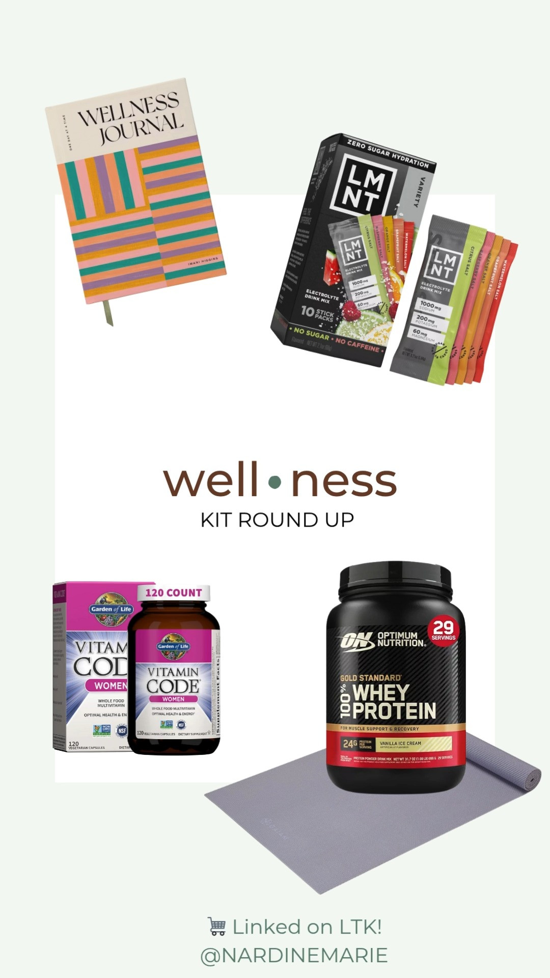  
Curated my fave go-to’s for feeling balanced, energized, and grounded every day 💪📓🌿
From daily vitamins for that extra boost, to a cozy yoga mat for all the stretches, a journal to clear the mind, protein powder to fuel muscles, and electrolyte powder to stay hydrated—this kit has everything you need to glow from the inside out ✨💧
All linked for easy shopping—because wellness should be simple and stylish! 🛍️💚 #WellnessKit #SelfCareSunday #LTKWellness #HealthyHabits


 

#LTKFindsUnder100 #LTKActive #LTKGiftGuide