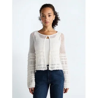 Scoop Women's and Women's Plus Stitch Mix Button Front Cardigan, Sizes XS-4X | Walmart (US)