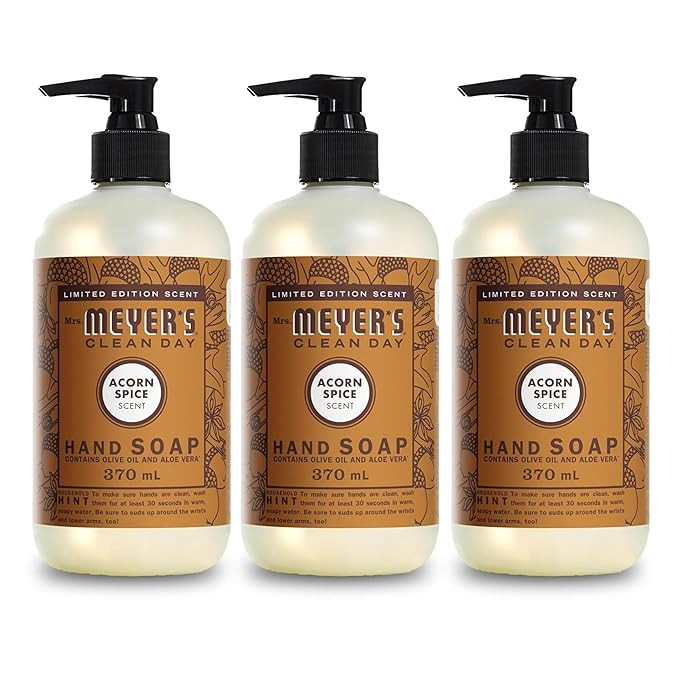 MRS. MEYER'S CLEAN DAY Hand Soap, Acorn Spice, Made with Essential Oils, 12.5 oz - Pack of 3 | Amazon (US)